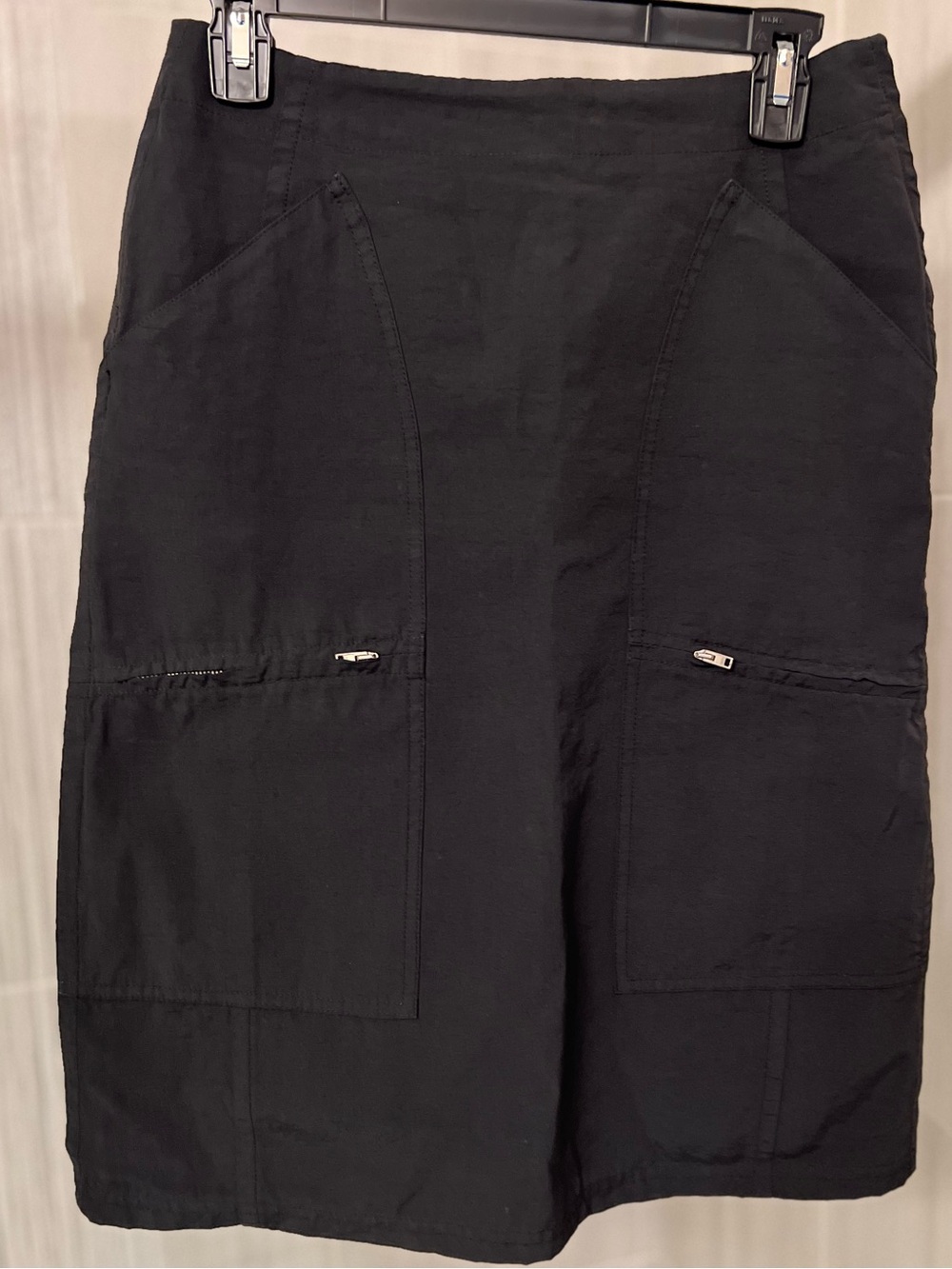 TRANSIT PAR SUCH Black Cotton Blend Utility Pocket Zip Side Midi